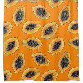 Rideaux De Douche Tranches de Papaya sur orange (Devant)
