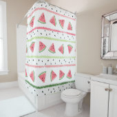 Rideaux De Douche Tranches de pastèque : Aquarelle rayée sans fil (En situation)