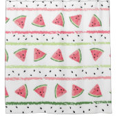 Rideaux De Douche Tranches de pastèque : Aquarelle rayée sans fil (Devant)