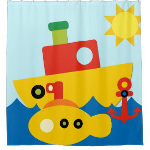 Rideaux De Douche Transport par eau Bateaux-remorques Sous-marin