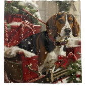 Rideaux De Douche Treeing Walker Coonhound Dog Christmas Festive (Devant)