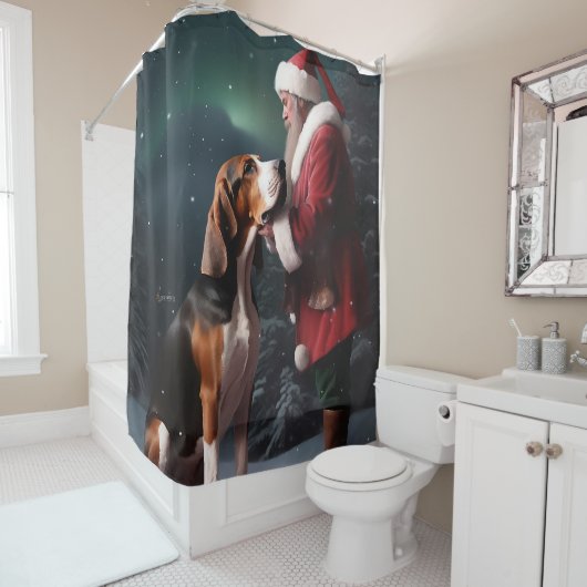 Rideaux De Douche Treeing Walker Coonhound Père Noël Noël (En situation)