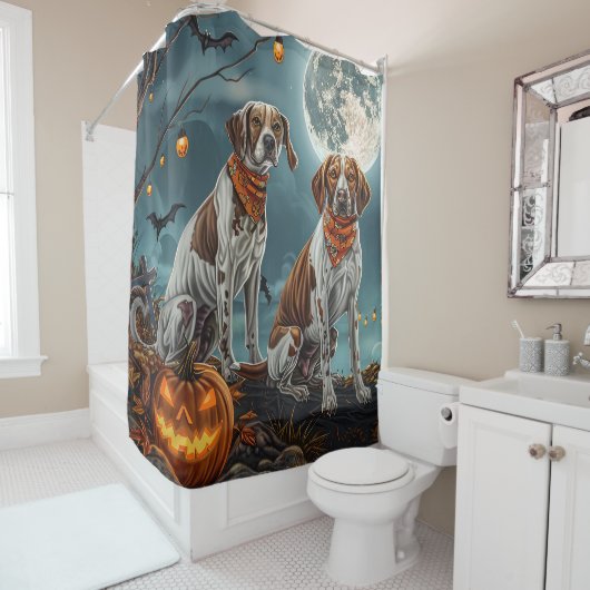 Rideaux De Douche Treeing Walker Halloween Effrayant (En situation)