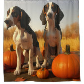Rideaux De Douche Trek Walker Coonhound Chiot Citrouille d'automne (Devant)