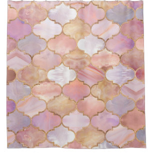 Rideaux De Douche Trellis marocain Pastel Textes minéraux