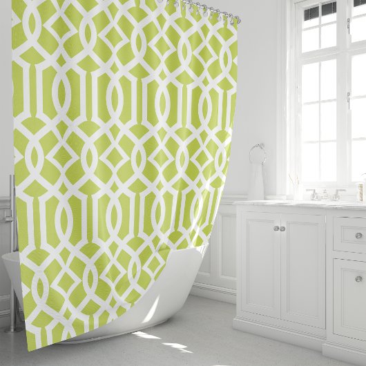 Rideaux De Douche Trellis Vert Citron et Blanc