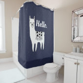 Rideaux De Douche Trendy Llama Sketch & White Dots Hello (En situation)