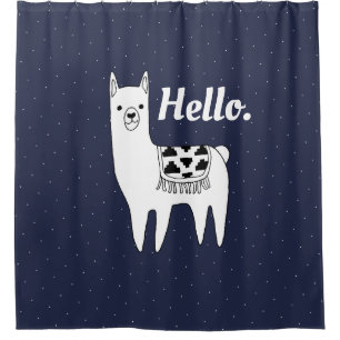 Rideaux De Douche Trendy Llama Sketch & White Dots Hello