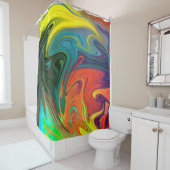 Rideaux De Douche Trendy neon orange red blue yellow green Abstract (En situation)