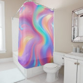 Rideaux De Douche Trendy neon Pink Blue green abstract waves  (En situation)