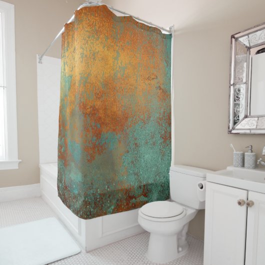 Rideaux De Douche Trendy Rich Copper Patina Metallic (En situation)