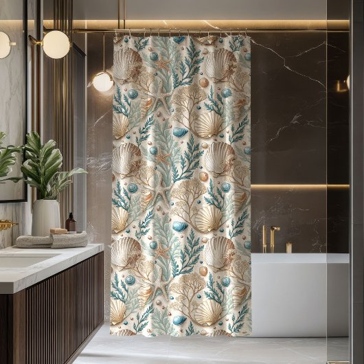 Rideaux De Douche Trendy Seaside Curtain Pastel Maritime Bath Look