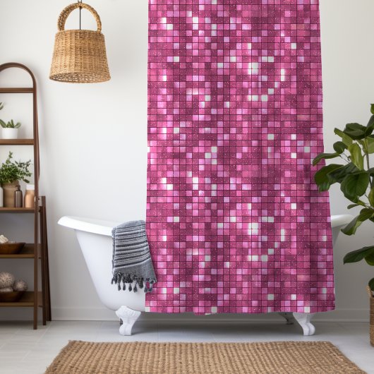 Rideaux De Douche Trendy Valentine Hot Pink Disco Style Square