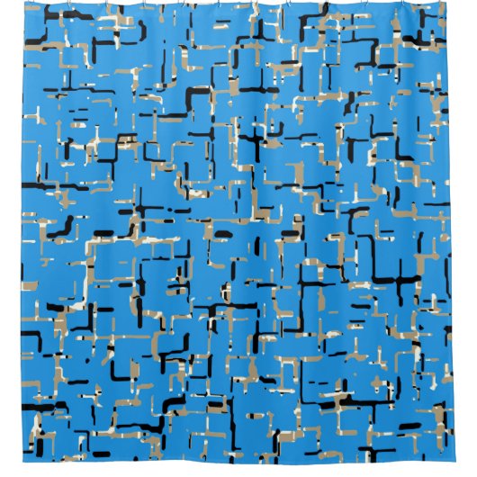 Rideaux De Douche Très Unique Motif de couleur Bleu Beige Noir Blanc (Devant)