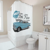 Rideaux De Douche Tri cinq bleus faits sur commande (En situation)