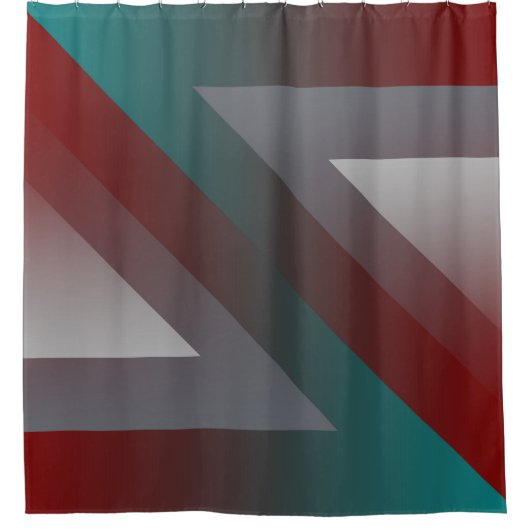 Rideaux De Douche triangle gris bordeaux turquoise (Devant)