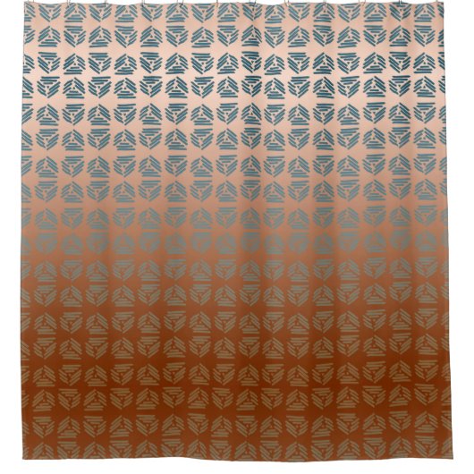 Rideaux De Douche Triangle Ombre Rust Turquoise Primitif Tronqué Pyr (Devant)