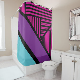 Rideaux De Douche Triangle - rose, pourpre, bleu et noir