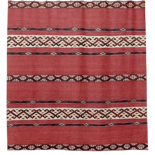 Rideaux De Douche Triangle Striangle Kilim II Rouge Noir Blanc  (Devant)