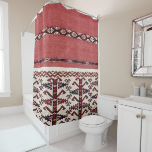 Rideaux De Douche Triangle Striangle Kilim III Rouge Noir Blanc