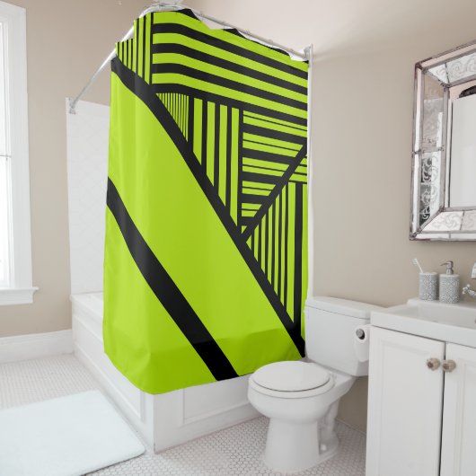 Rideaux De Douche Triangle - Vert chaux (En situation)