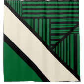 Rideaux De Douche Triangle - Vert, Crème et Noir (Devant)