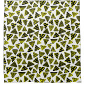 Rideaux De Douche Triangles 240121 - Noir et Jaune sur Blanc (Devant)
