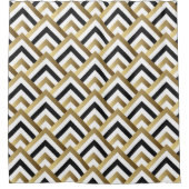 Rideaux De Douche Triangles Abstraits : Noir Or sans joint (Devant)