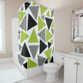 Rideaux De Douche Triangles aléatoires vert citron noir gris blanc (En situation)