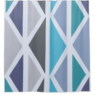 Rideaux De Douche Triangles d'art géométrique rétro gris turquoise