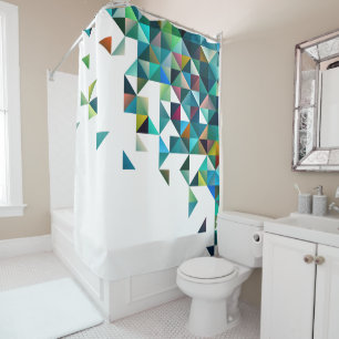 Rideaux De Douche Triangles De Couleur Géométrique Moderne Sur Blanc