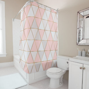 Rideaux De Douche Triangles Géométriques Abstraits Modernes Pêche Or