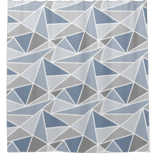 Rideaux De Douche Triangles géométriques, bleu ardoise et gris