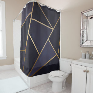 Rideaux De Douche Triangles géométriques élégants de couleur bleu ma