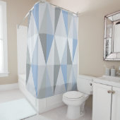 Rideaux De Douche Triangles modernes du milieu du siècle Sky Blue (En situation)