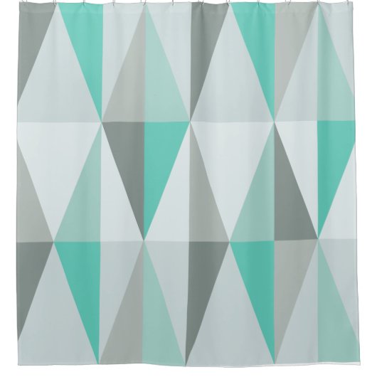 Rideaux De Douche Triangles modernes du milieu du siècle Turquoise (Devant)