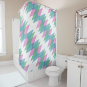 Rideaux De Douche Triangles rose et vert (En situation)