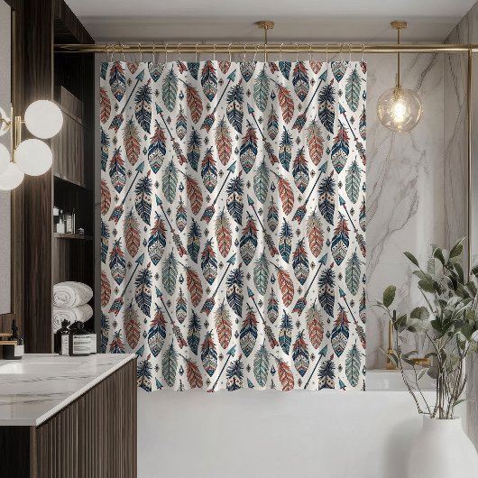 Rideaux De Douche Tribal Arrows Curtain Rustic Ethnic Bath Accent