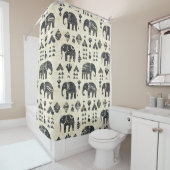 Rideaux De Douche Tribal Elephant Boho Pattern (1) (En situation)