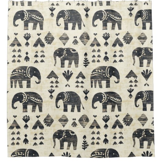 Rideaux De Douche Tribal Elephant Boho Pattern (1) (Devant)