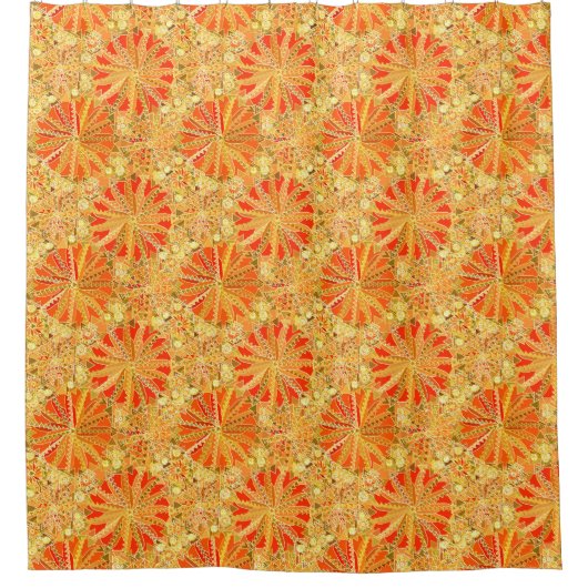 Rideaux De Douche Tribal Mandala Print, Mustard Gold et Orange (Devant)