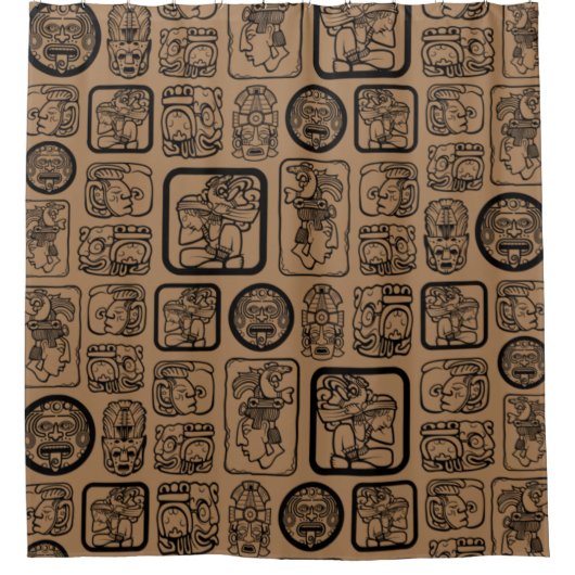 Rideaux De Douche Tribal MAYA ancien masque motif 1 (Devant)