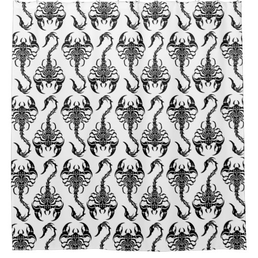 Rideaux De Douche Tribal Scorpion Black and White Pattern (Devant)