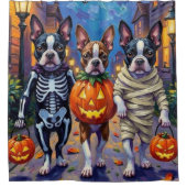 Rideaux De Douche Trick-ou-traite des chiens de Boston Terrier à Hal (Devant)