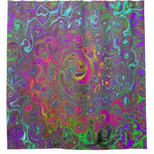 Rideaux De Douche Trippy Hot rose Abstrait Retro Liquid Swirl