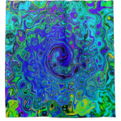 Rideaux De Douche Trippy Violet Bleu Abstrait Retro Liquid Swirl (Devant)