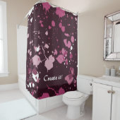 Rideaux De Douche Trippy Violet Pink Paint Splter Drops (En situation)