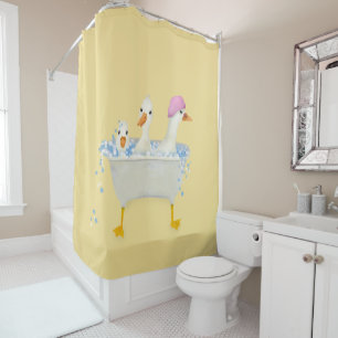Rideaux De Douche Trois canards dans une baignoire aquarelle fantais