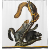 Rideaux De Douche Trois Écureuils heureux au printemps (Devant)