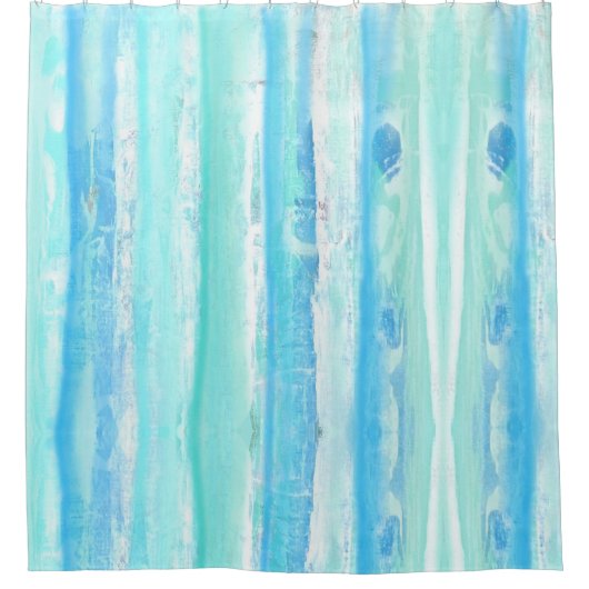 Rideaux De Douche Troncs Abstraits en bleu et mélanges aqua (Devant)